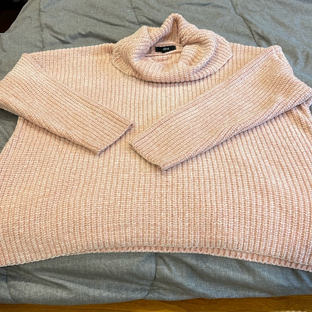 Ellos chenille turtleneck light pink sweater, size 1x